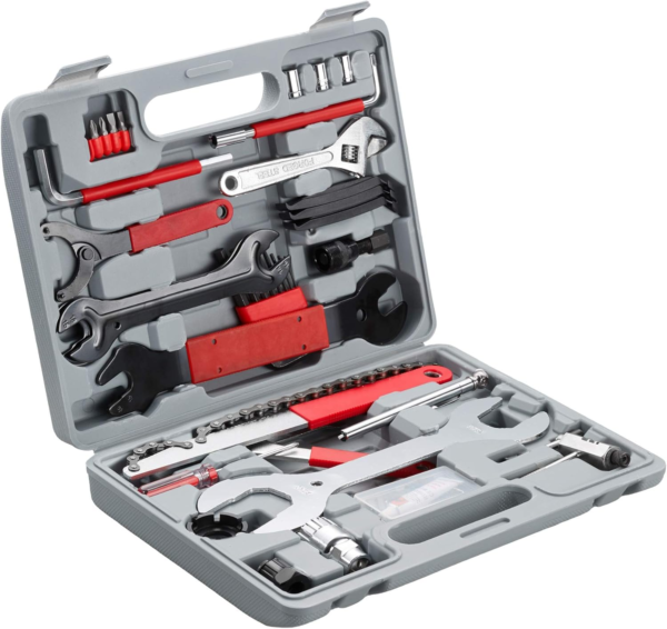 Tectake 403284 Kit De Réparation Pour Vélo Boîte À Outils Professionnel VTT MTB Avec 50 Pièces, Coffret D’Outils Vélos Bicyclettes