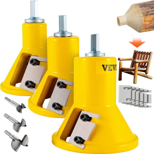 VEVOR Embouts À Tenonner 25,4 Mm 38 Mm Et 50,8 Mm Tenons À Épaules Coniques En Aluminium Et Acier Solide Lames Droites Kit De Démarrage Pour Construction Des Meubles En Bois Bricolage À La Maison