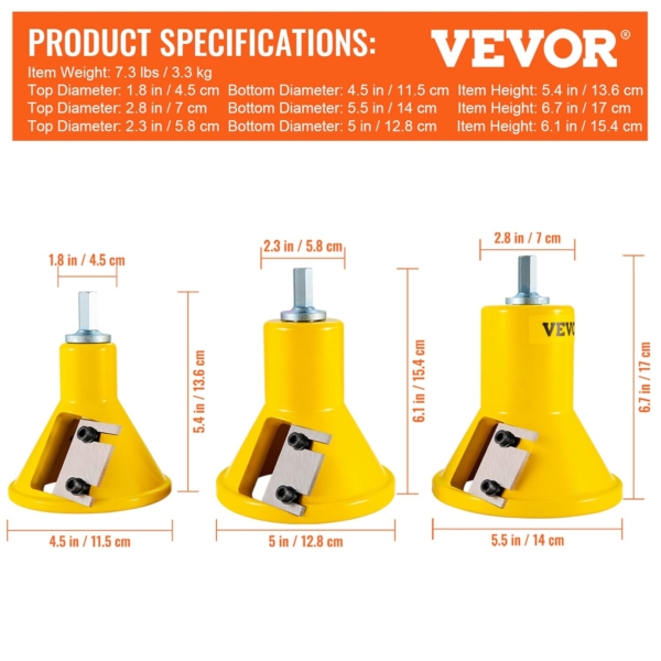 VEVOR Embouts À Tenonner 25,4 Mm 38 Mm Et 50,8 Mm Tenons À Épaules Coniques En Aluminium Et Acier Solide Lames Droites Kit De Démarrage Pour Construction Des Meubles En Bois Bricolage À La Maison – Image 7