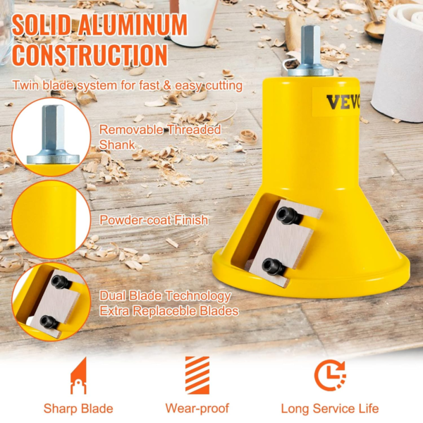 VEVOR Embouts À Tenonner 25,4 Mm 38 Mm Et 50,8 Mm Tenons À Épaules Coniques En Aluminium Et Acier Solide Lames Droites Kit De Démarrage Pour Construction Des Meubles En Bois Bricolage À La Maison – Image 4
